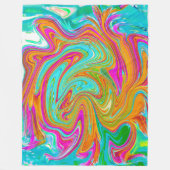 Blau, orange und scharf rosa Groovy Abstrakt Retro Fleecedecke (Vorderseite)