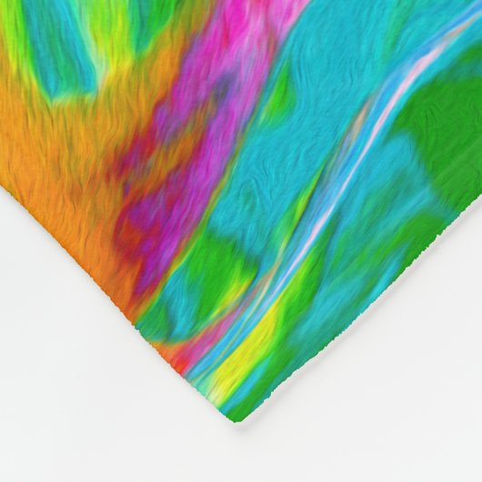 Blau, orange und scharf rosa Groovy Abstrakt Retro Fleecedecke (Ecke)