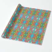 Blau, orange und scharf rosa Groovy Abstrakt Retro Geschenkpapier (Ungerollt)