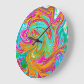 Blau, orange und scharf rosa Groovy Abstrakt Retro Große Wanduhr (Winkel)