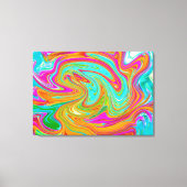 Blau, orange und scharf rosa Groovy Abstrakt Retro Leinwanddruck (Vorderseite)
