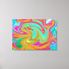 Blau, orange und scharf rosa Groovy Abstrakt Retro Leinwanddruck