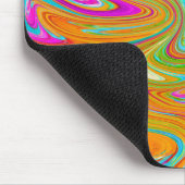 Blau, orange und scharf rosa Groovy Abstrakt Retro Mousepad (Ecke)