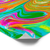 Blau, orange und scharf rosa Groovy Abstrakt Retro Poster (Ecke)