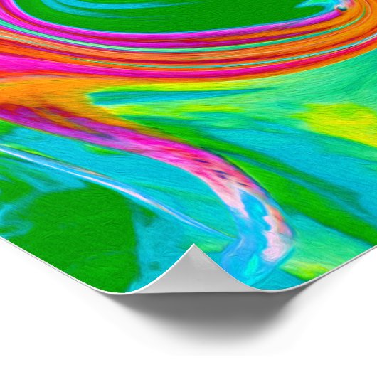 Blau, orange und scharf rosa Groovy Abstrakt Retro Poster (Ecke)