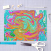 Blau, orange und scharf rosa Groovy Abstrakt Retro Seidenpapier (Handwerk)