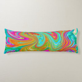 Blau, orange und scharf rosa Groovy Abstrakt Retro Seitenschläferkissen