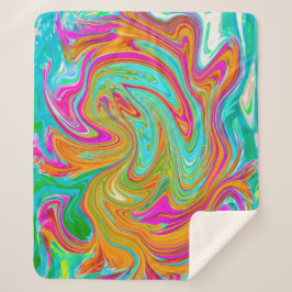 Blau, orange und scharf rosa Groovy Abstrakt Retro Sherpadecke