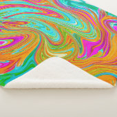 Blau, orange und scharf rosa Groovy Abstrakt Retro Sherpadecke (3/4)