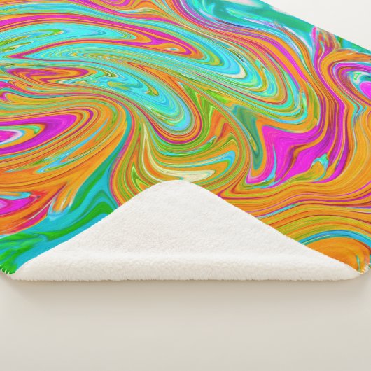 Blau, orange und scharf rosa Groovy Abstrakt Retro Sherpadecke (3/4)