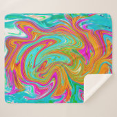 Blau, orange und scharf rosa Groovy Abstrakt Retro Sherpadecke (Vorderseite (Horizontal))