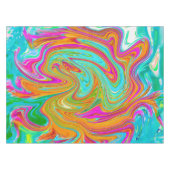 Blau, orange und scharf rosa Groovy Abstrakt Retro Tischdecke (Vorderseite (Horizontal))