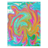 Blau, orange und scharf rosa Groovy Abstrakt Retro Tischdecke (Vorderseite)