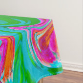 Blau, orange und scharf rosa Groovy Abstrakt Retro Tischdecke (Beispiel)