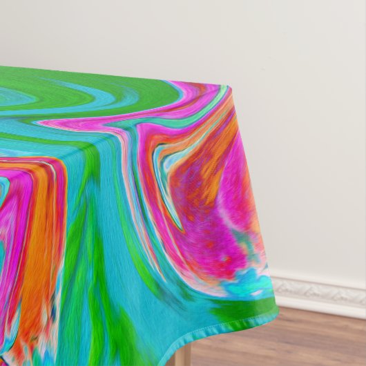 Blau, orange und scharf rosa Groovy Abstrakt Retro Tischdecke (Beispiel)