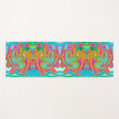 Blau, orange und scharf rosa Groovy Abstrakt Retro Yogamatte (Vorderseite (Horizontal))