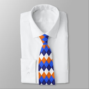 Blau, Orange und Weiß Raute Neck Tie Krawatte