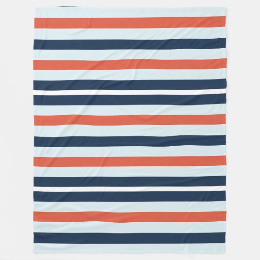 Blau, Orange und Weiß Streifen Fleecedecke (Vorderseite)