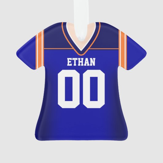 Blau/Orange/Weiß Fußball Jersey Ornament (Rückseite)