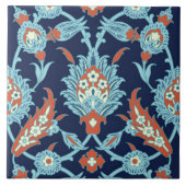 Blau Orange Weiß Türkisches Orientalisches Blumenm Fliese (Vorderseite)