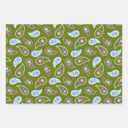 Blau-Paisley-Muster Geschenkpapier Set (Vorderseite 2)