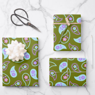 Blau-Paisley-Muster Geschenkpapier Set