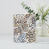 Blau-Paisley-Muster Postkarte (Stehend Vorderseite)