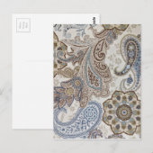 Blau-Paisley-Muster Postkarte (Vorne/Hinten)