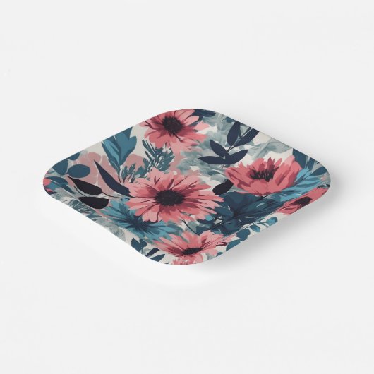 Blau Pappteller (Gewinkelt)