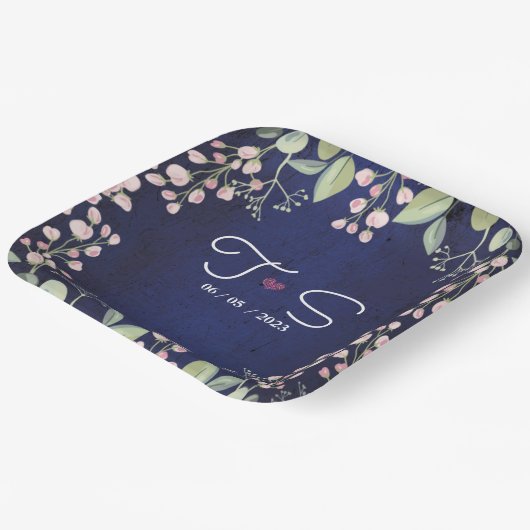 Blau Pappteller (Gewinkelt)