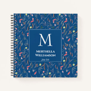 Blau PERSONALISIERT Elegantes MONOGRAM Notizblock