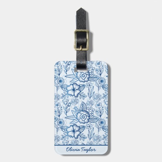 Blau personalisiert gepäckanhänger (Vorderseite vertikal)