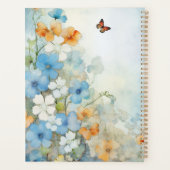 Blau, Pfirsich und Weiße Wildblumen Aquarell Planer (Rückseite)