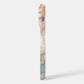 Blau Pfirsichblau Pink Weißes goldenes Marmormuste iPhone Hülle (Linke Seite)