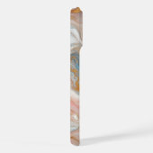 Blau Pfirsichblau Pink Weißes goldenes Marmormuste iPhone Hülle (Rechte Seite)