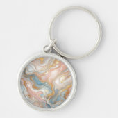 Blau Pfirsichblau Pink Weißes goldenes Marmormuste Schlüsselanhänger (Vorne)