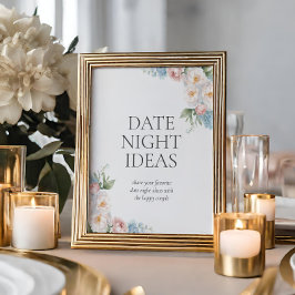 BLAU PINK BLUME Brautparty Wie viele Küsse Poster