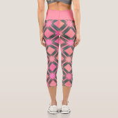 Blau Pink Diamond Geometric Stilvolles Muster Capri Leggings (Rückseite)