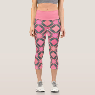 Blau Pink Diamond Geometric Stilvolles Muster Capri Leggings