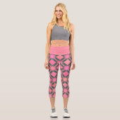 Blau Pink Diamond Geometric Stilvolles Muster Capri Leggings (Vorderseite)