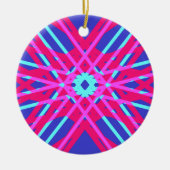 Blau Pink Feminine Bright Pop Geometrisches Muster Keramik Ornament (Vorne)