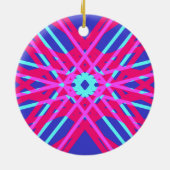 Blau Pink Feminine Bright Pop Geometrisches Muster Keramik Ornament (Hinten)