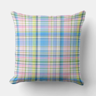 Blau Pink Gelb Weiß Preppy Madras Kissen