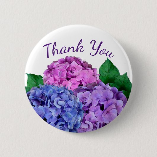 Blau-Pink-Hydrangea-Blume Personalisiert Button (Vorderseite)
