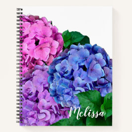Blau-Pink-Hydrangea-Blume Personalisiert Notizblock