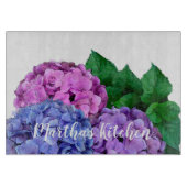 Blau-Pink-Hydrangea-Blume Personalisiert Schneidebrett (Vorderseite)