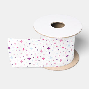 Blau Pink Lila Sterne Kosmischer Weltraum. Satinband