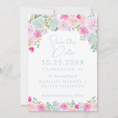 Blau-Pink-Pfirsich Save the Date Lila Einladung (Vorderseite)