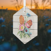 Blau Pink und Orange Bouquet auf rustikalen Imitat Ornament Aus Glas