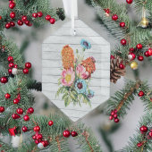 Blau Pink und Orange Bouquet auf weißem Imitat Hol Ornament Aus Glas